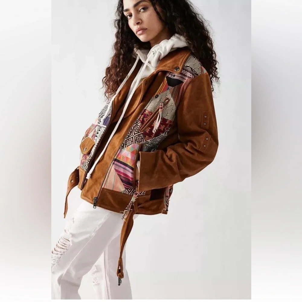 NWOT We The Free Vintage Style Cow Leather Jacket. S. Rare! $950 - Picture 4 of 15
